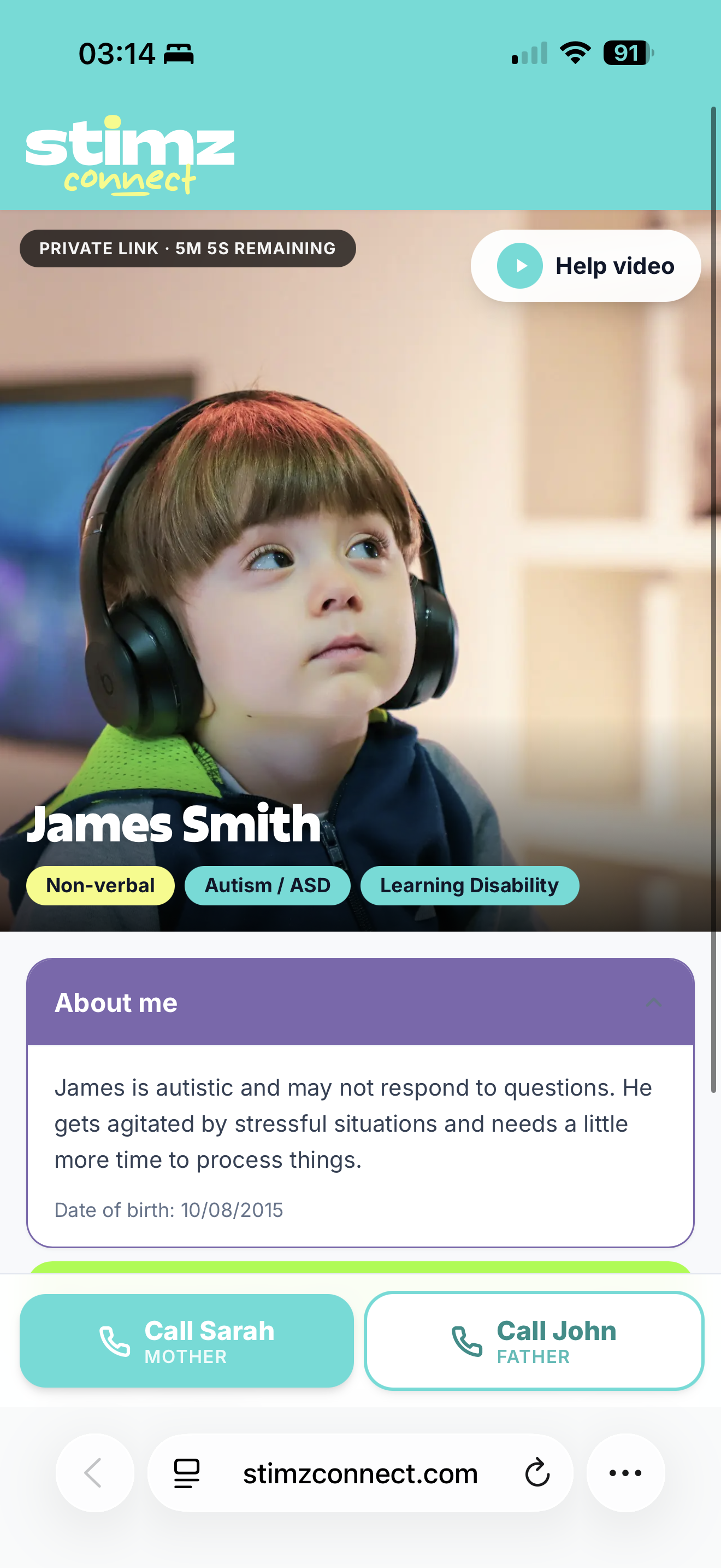 Stimz Connect public scan - James Smith profile