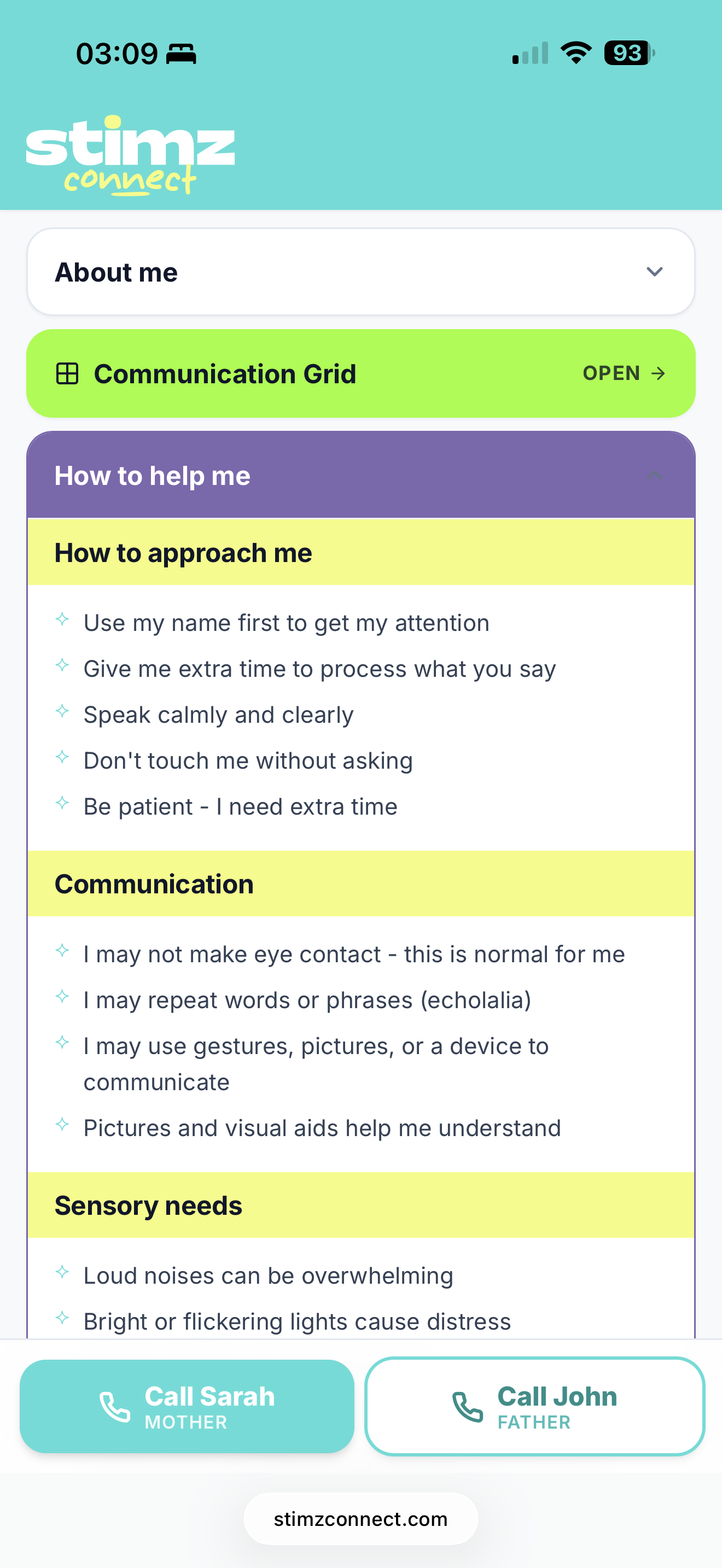 How to help me - approach, communication and sensory cards