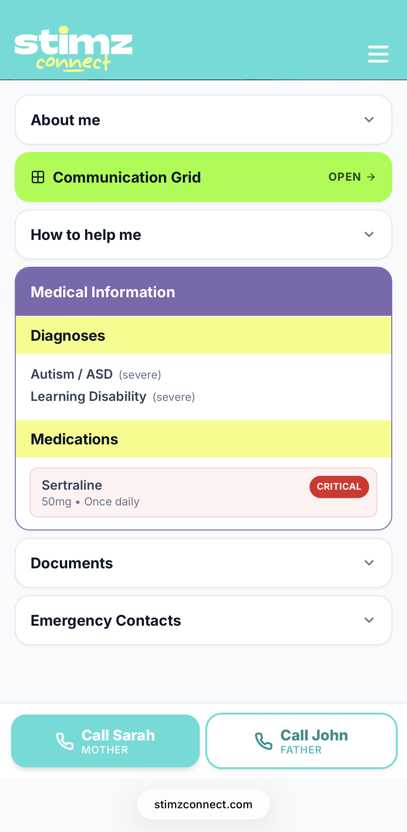 Public scan with Medical Information expanded - Sertraline 50mg CRITICAL