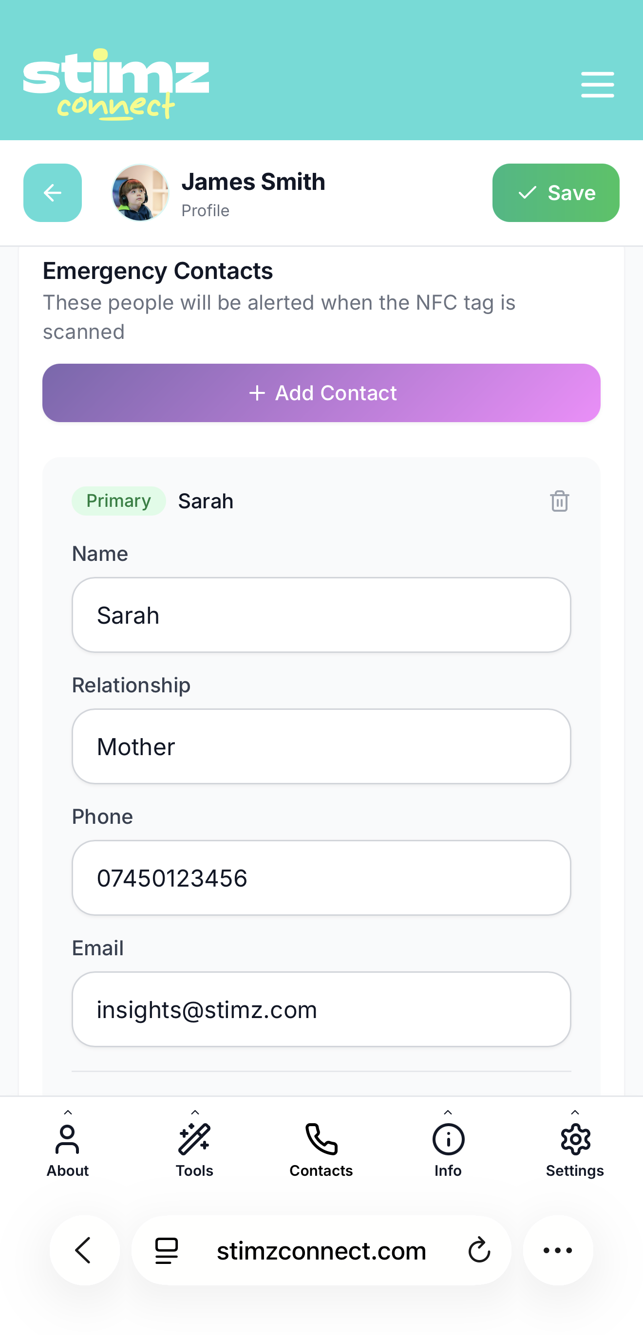 Emergency Contacts - Sarah and John