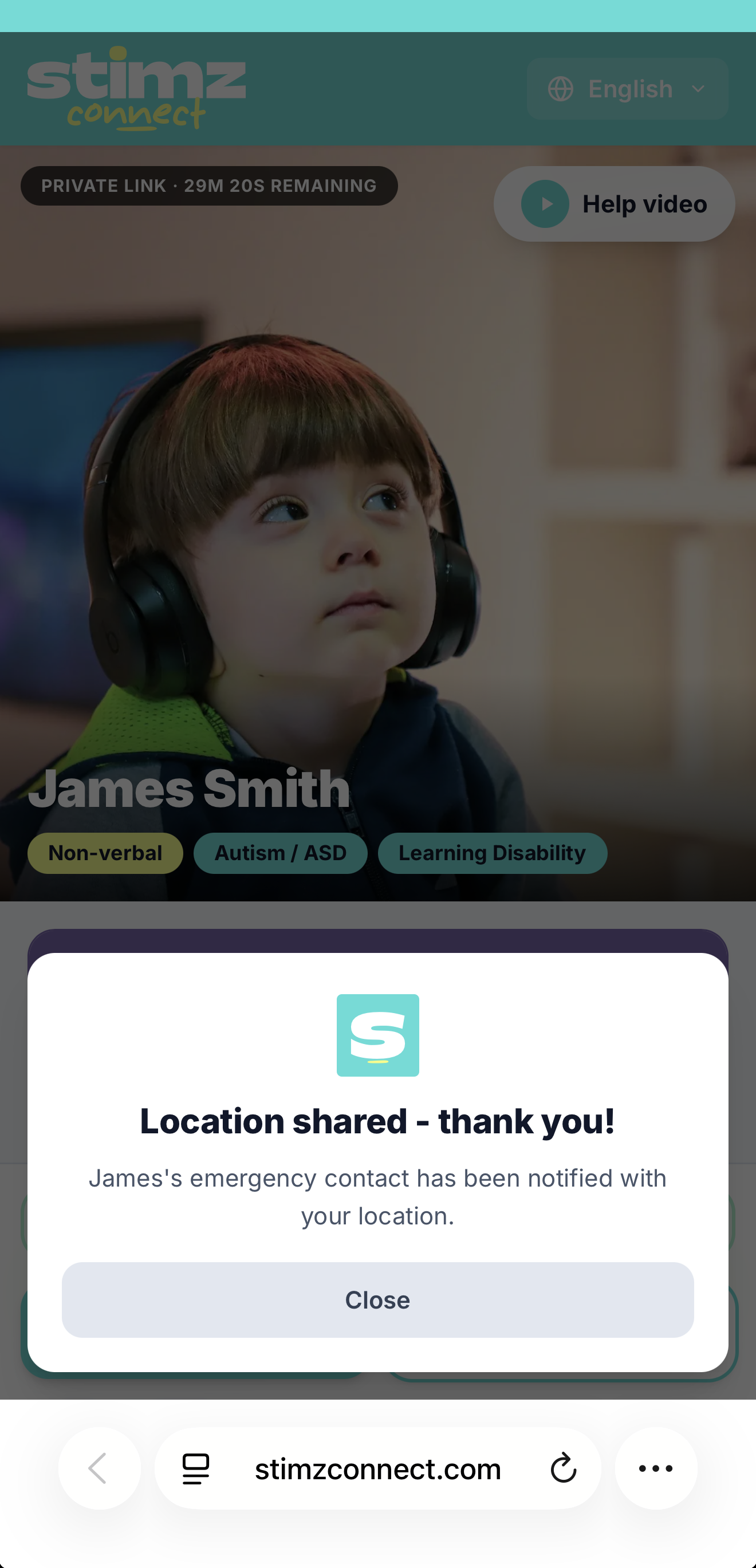 Location shared, thank you